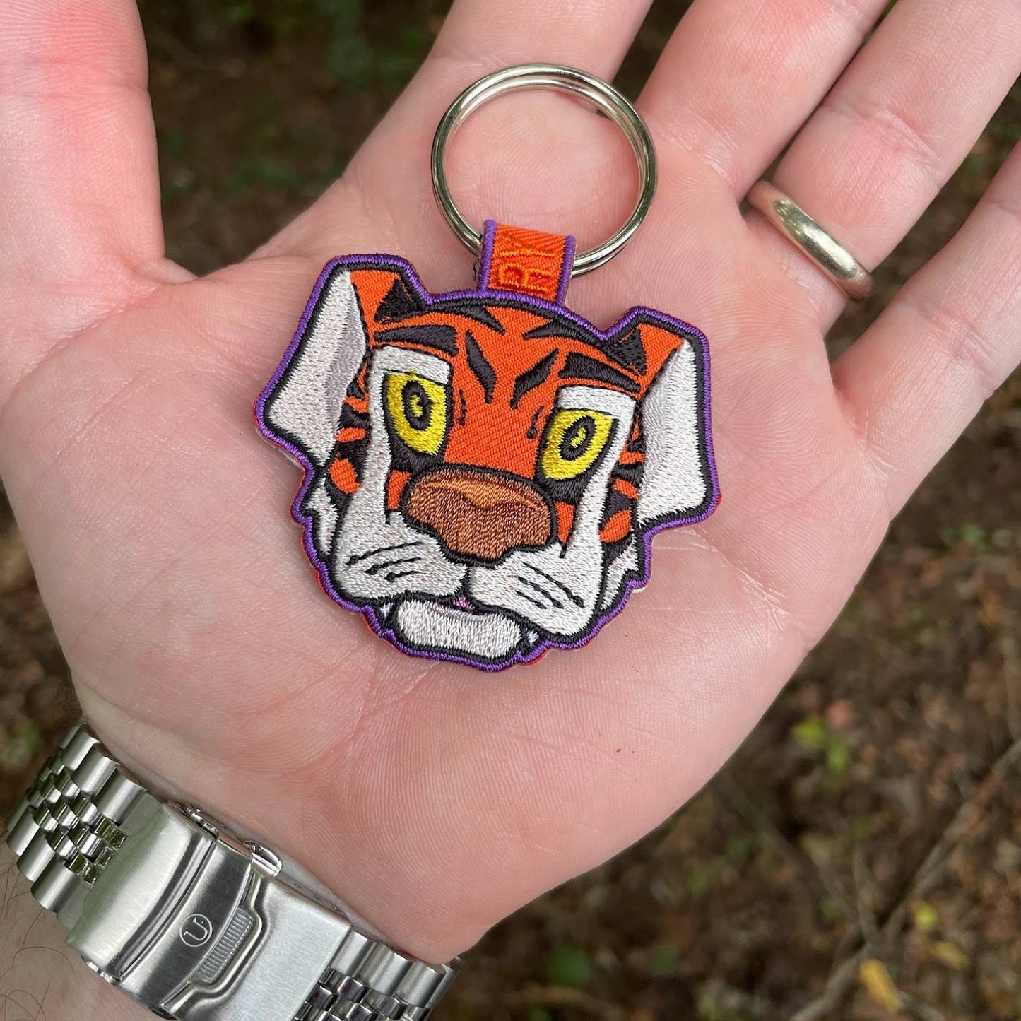 Clemson Tigers Football Mascot Embroidered Keychain