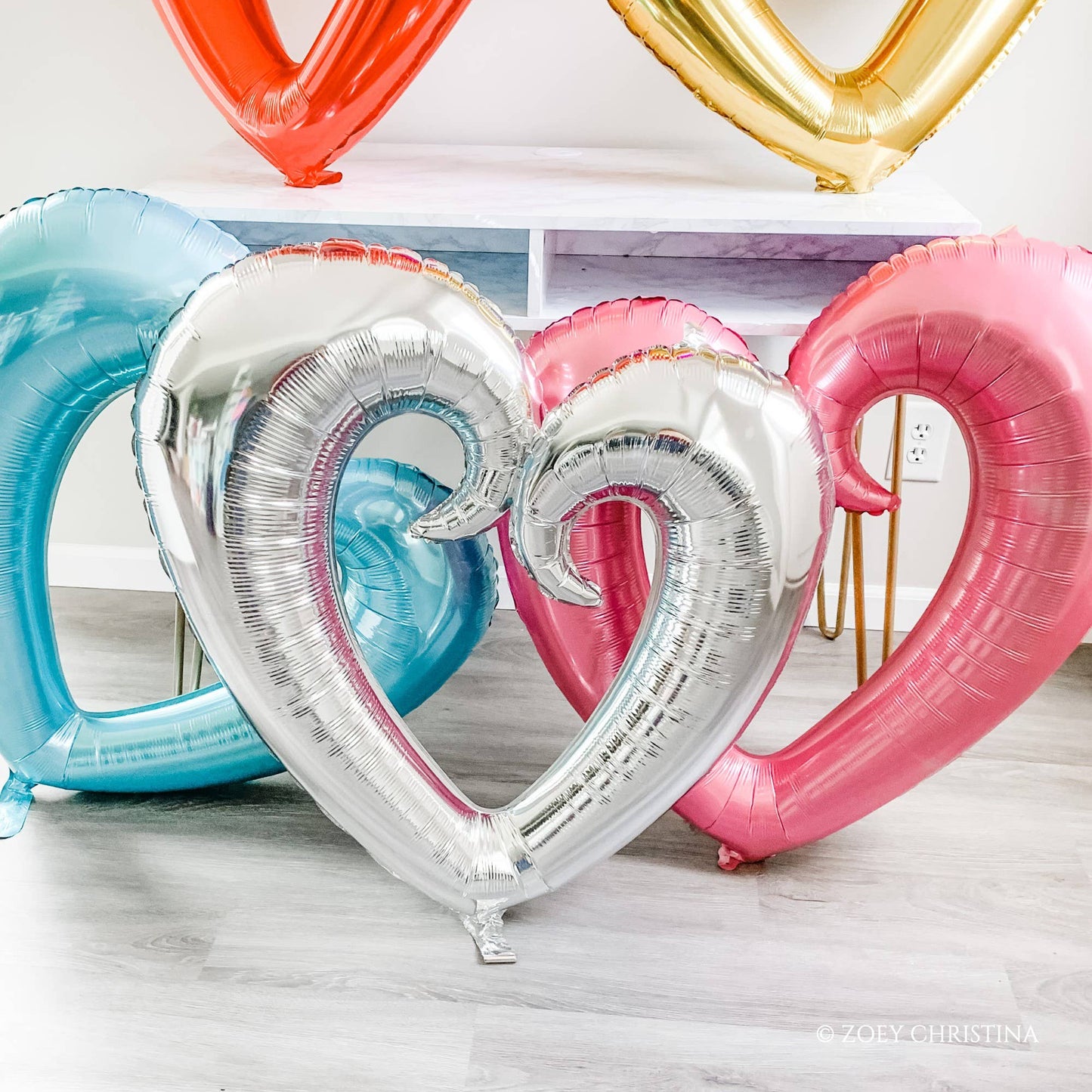 Jumbo Open Heart Shaped Balloon: Silver