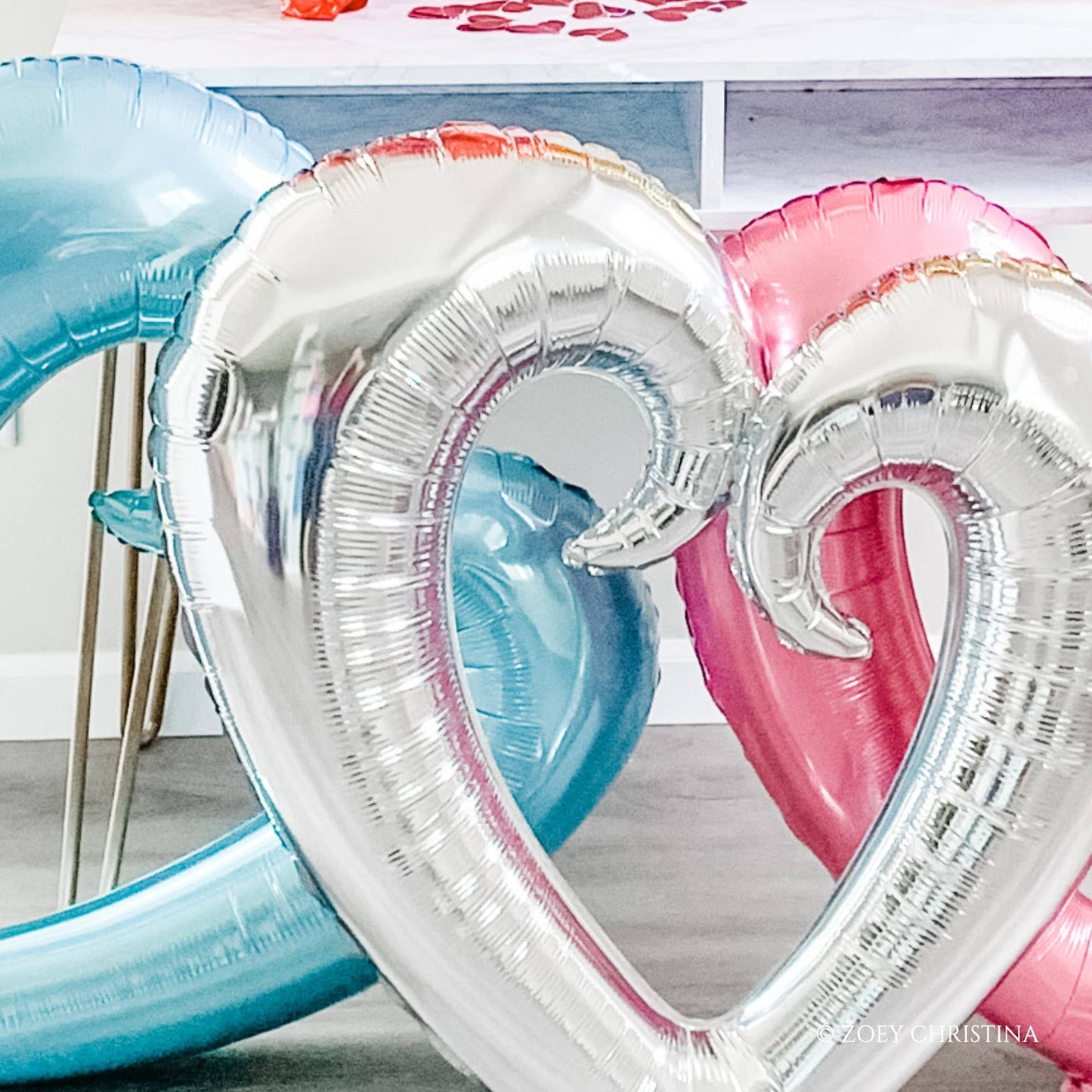 Jumbo Open Heart Shaped Balloon: Silver