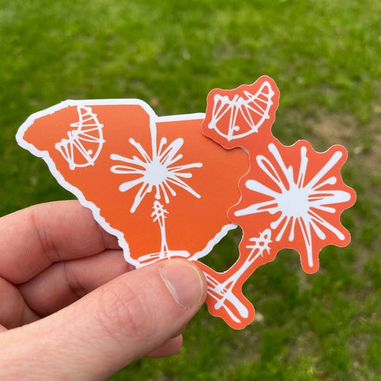 Clemson Tiger Orange South Carolina Palmetto Tree Stickers