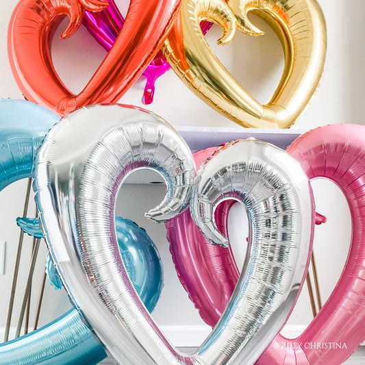 Jumbo Open Heart Shaped Balloon: Silver