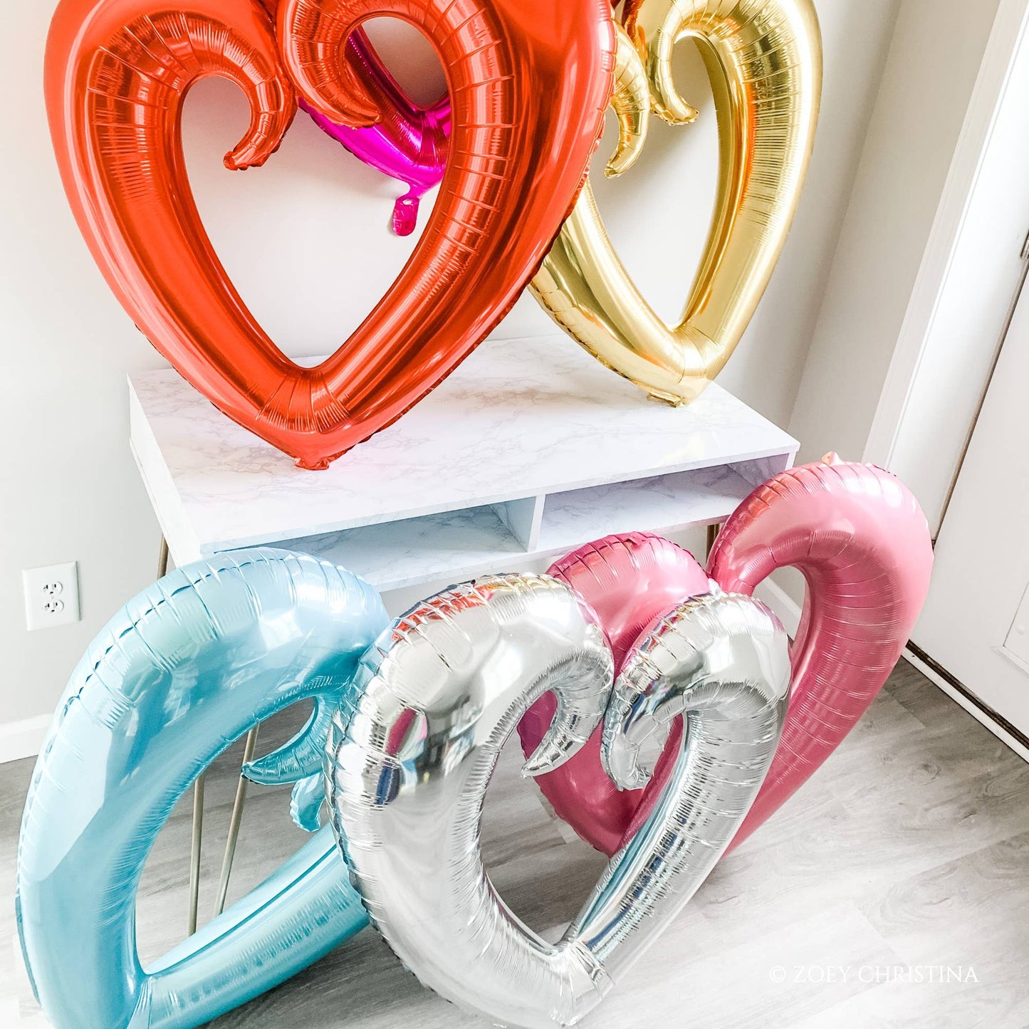 Jumbo Open Heart Shaped Balloon: Silver