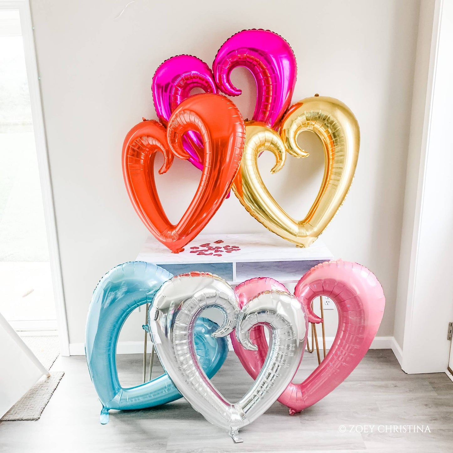 Jumbo Open Heart Shaped Balloon: Silver